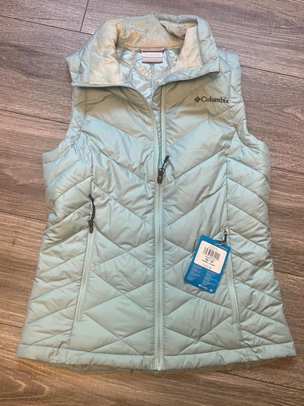 Columbia Pale Blue Quilted Vest with Zip Pockets
